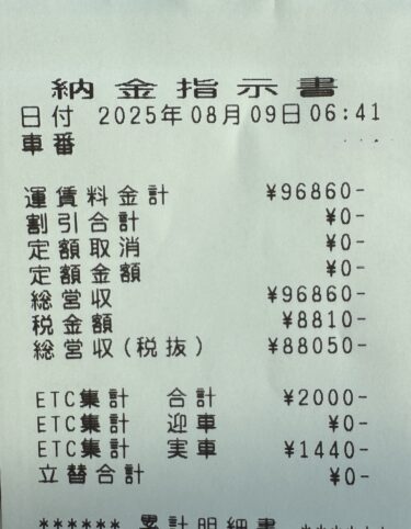 ８月８日(金)乗務日報 ダメ金